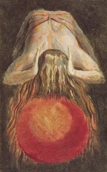 E deixou um globo redondo de sangue, Tremendo sobre o Vazio ..., placa 11 de "O Primeiro Livro de Urizen", 1794 (gravura impressa em relevo a cores com tinta e wc)